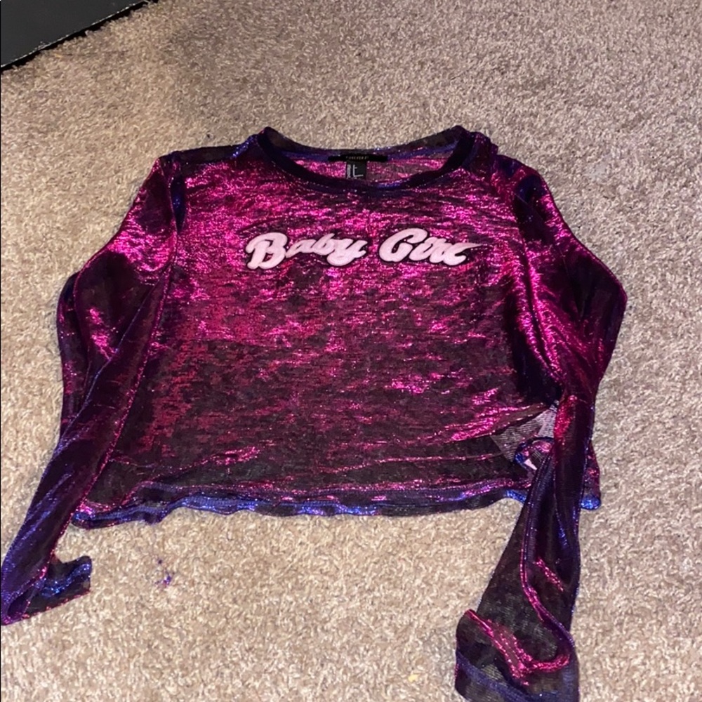 Forever 21 “Cropped Sheer Shirt”